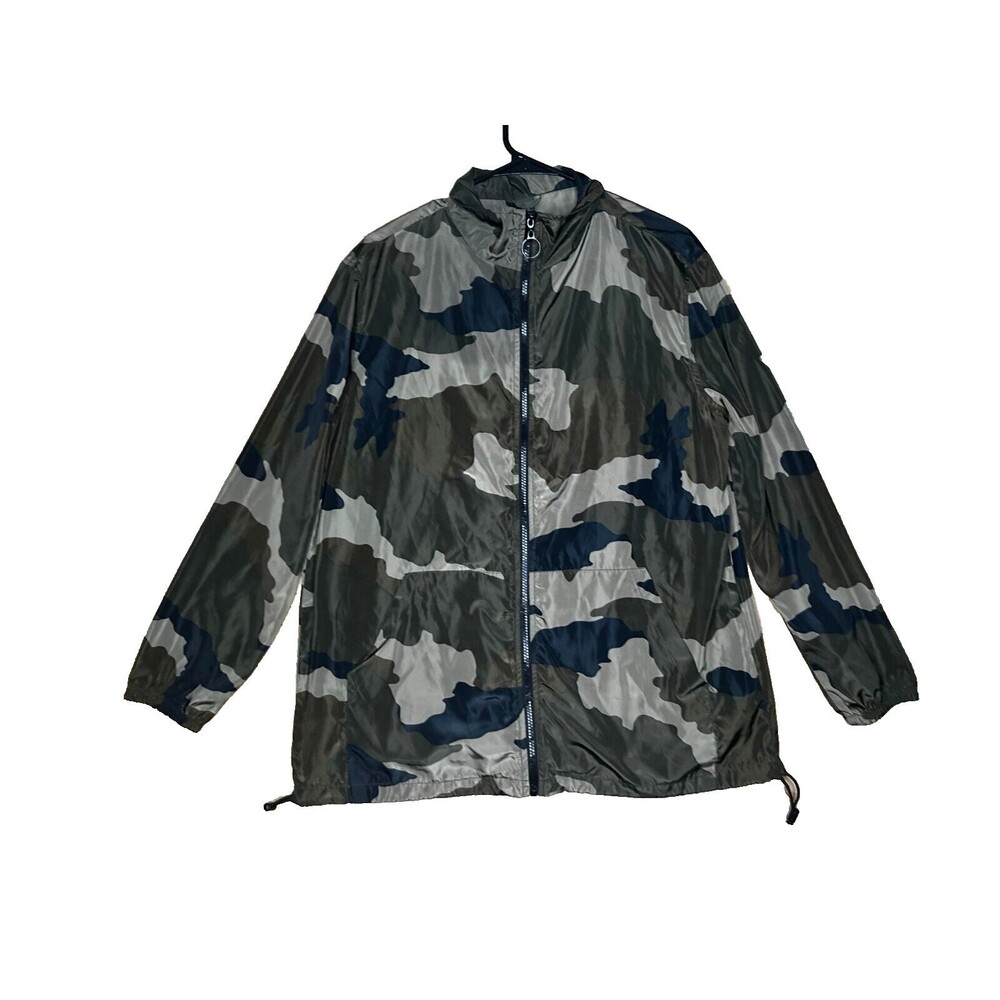 Wild Fable Camouflage Zip Up Windbreaker Rain Jacket Womens Size S Front Pockets